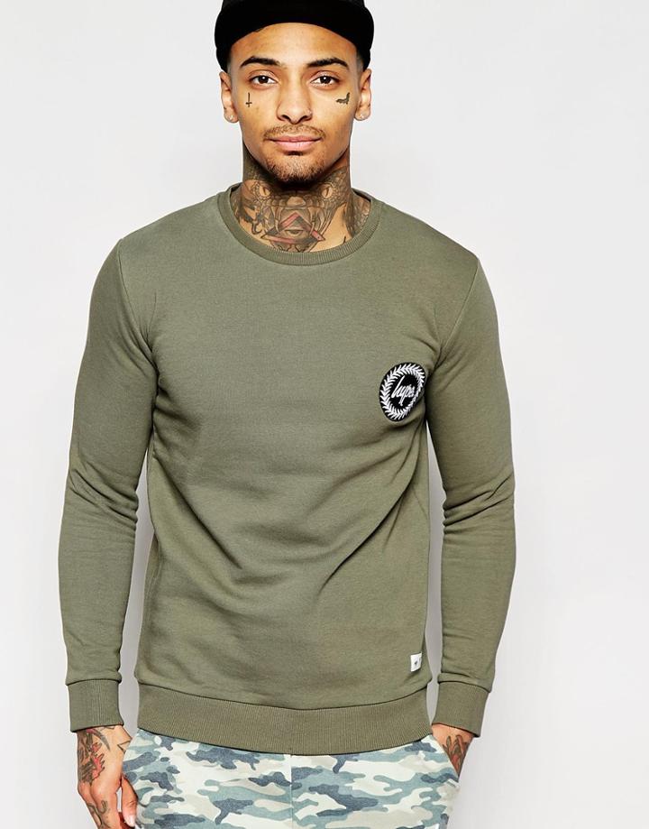 Hype Sweatshirt With Small Logo - Khaki