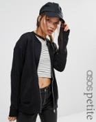 Asos Petite The Ultimate Bomber Jacket In Jersey - Black