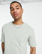 Selected Homme Cotton Oversized Heavy Weight T-shirt In Mint - Lgreen