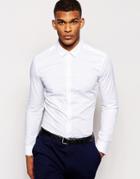 Asos Skinny Fit Shirt In White With Long Sleeves - White
