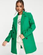 Stradivarius Double Breasted Tailored Coat In Green