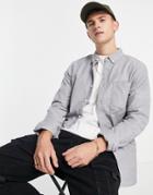 Asos Design Slim Fit Oxford Shirt In Charcoal-grey