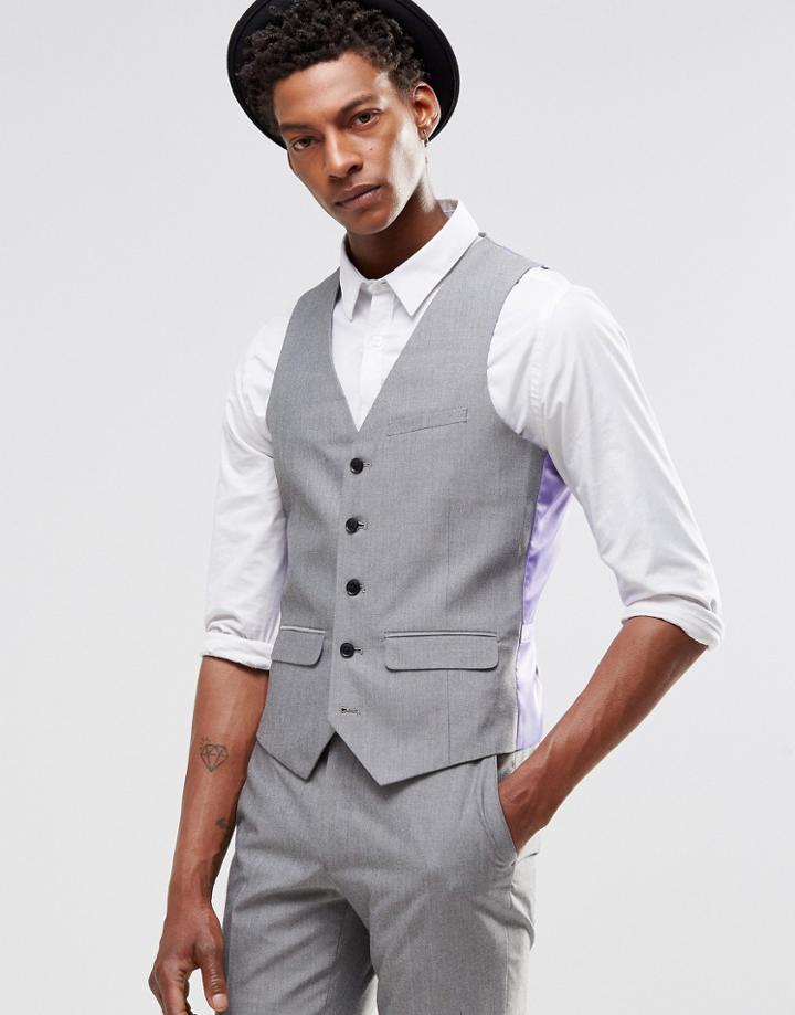 Harry Brown Slim Fit Vest In Light Gray - Gray