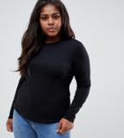 Asos Design Curve Ultimate Top With Long Sleeve And Crew Neck In Black - Black