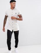 Gym King Short Sleeve Grandad Shirt In Cloud - Gray