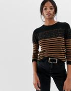 Warehouse Stripe Lace Sweater - Multi
