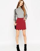 Asos A-line Mini Skirt With Scallop Hem - Antique Rose