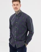 Asos Design Oversized Argyle Check Shirt In Khaki - Green