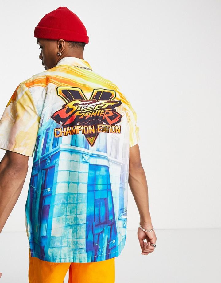Asos Design Relaxed Shirt With Street Fighter Print-multi