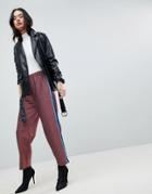 Asos Glitter Track Pants With Side Stripe - Pink