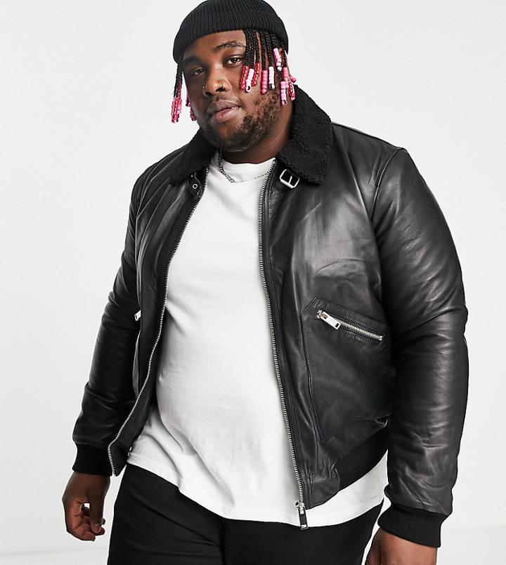 Bolongaro Trevor Plus Colton Bomber Leather Jacket-black
