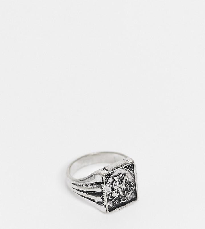 Reclaimed Vintage Inspired St Christopher Signet Ring In Silver