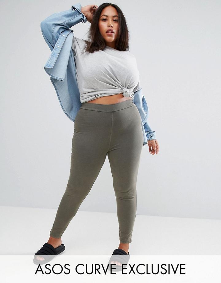 Asos Curve Washed Jegging - Green