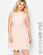 Club L Plus Dress With Eyelash Lace Top - Pale Pink