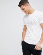 Selected Homme T-shirt With Floral Drawing - White