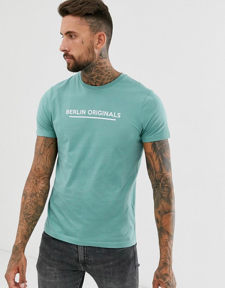 Asos Design T-shirt With City Text Print-blue