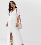 Asos Design Maternity Broderie Maxi Tea Dress - White