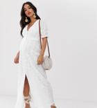 Asos Design Maternity Broderie Maxi Tea Dress - White
