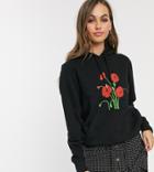 We Are Hairy People Organic Cotton Hoodie With Hand Painted Poppies - Black