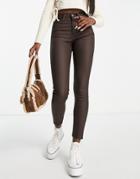 Topshop Jamie Recycled Cotton Blend Jean In Brown Coated