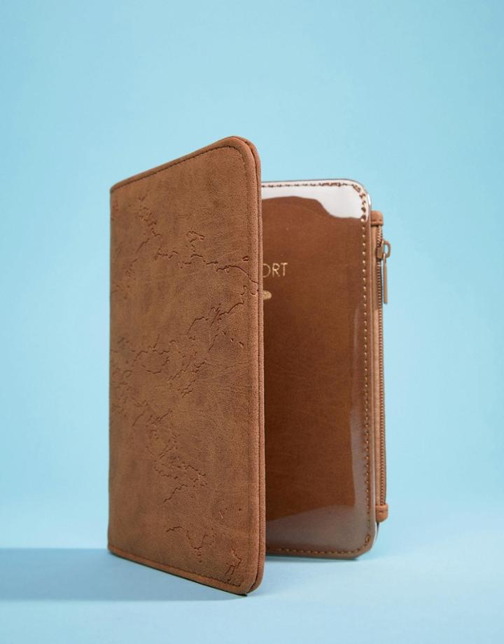Typo Tan Map Passport Holder - Multi