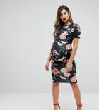 Asos Maternity Crew Neck Bodycon Dress In Floral Print