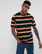 Asos Relaxed Stripe T-shirt With Lucky Embroidery - Black