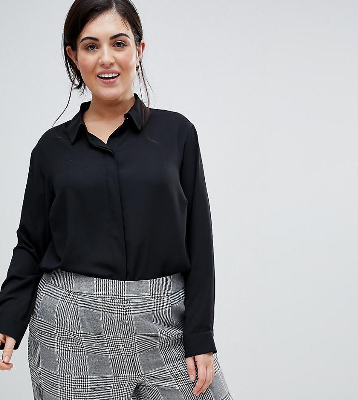 Asos Design Curve Soft Shirt In Black - Black
