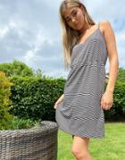 Noisy May Cami Mini Dress In Black & White Stripe-multi