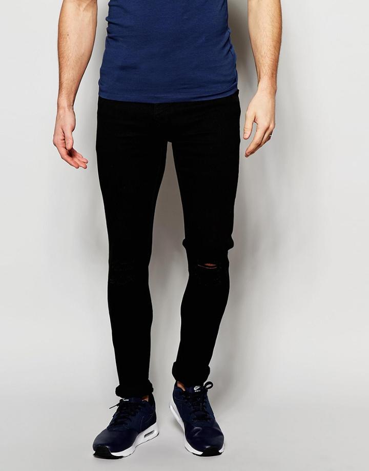 Hero's Heroine Skinny Jeans With Knee Rips - Black