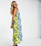 Collusion Mixed Floral Printed Midi Dress In Multi