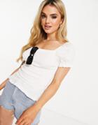 Whistles Bex Ruched Jersey Top In White
