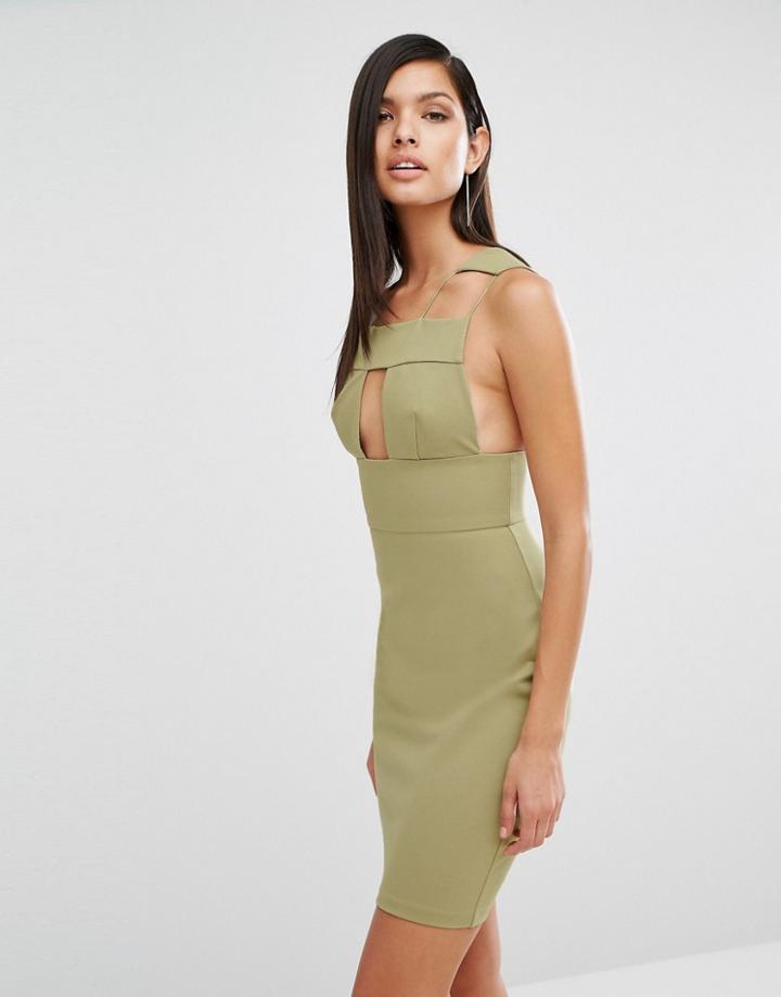 Aqaq Sibby Cut Out Dress - Green
