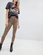 Bershka Leopard Skinny Jean - Multi