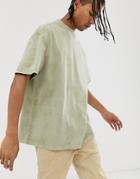 Weekday Great T-shirt With In Light Khaki Tie Dye-green