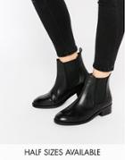 Asos Attribute Leather Chelsea Ankle Boots - Black
