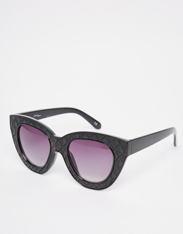 Jeepers Peepers Textured Cat Eye Sunglasses - Black