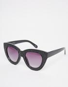 Jeepers Peepers Textured Cat Eye Sunglasses - Black