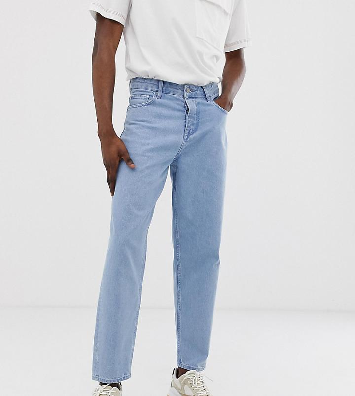 Asos White Tall Tapered Jeans In 14oz Light Wash Denim-blue