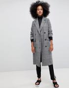 Monki Check Tailored Lightweight Coat In Gray - Gray