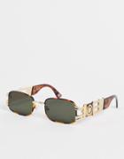 Reclaimed Vintage Inspired Unisex Rectangle Sunglasses In Tortoiseshell-brown