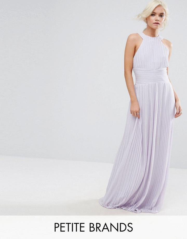 Tfnc Petite Wedding High Neck Pleated Maxi Dress - Purple