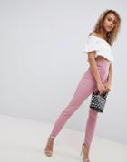 Asos Design Skinny Pants With Super High Waist - Pink