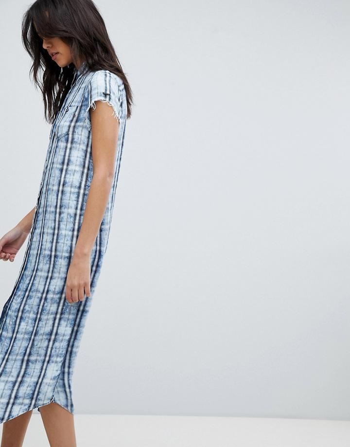 Replay Check Shirt Dress - Blue