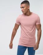 Asos Longline Muscle Fit T-shirt In Pink - Pink