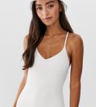 Monki Cross Back Swimsuit In Off White - White
