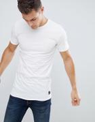Only And Sons Longline Raw Edge T-shirt - White