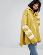 Stylenanda Chunky Rib Knitted Sweater With Hood - Yellow