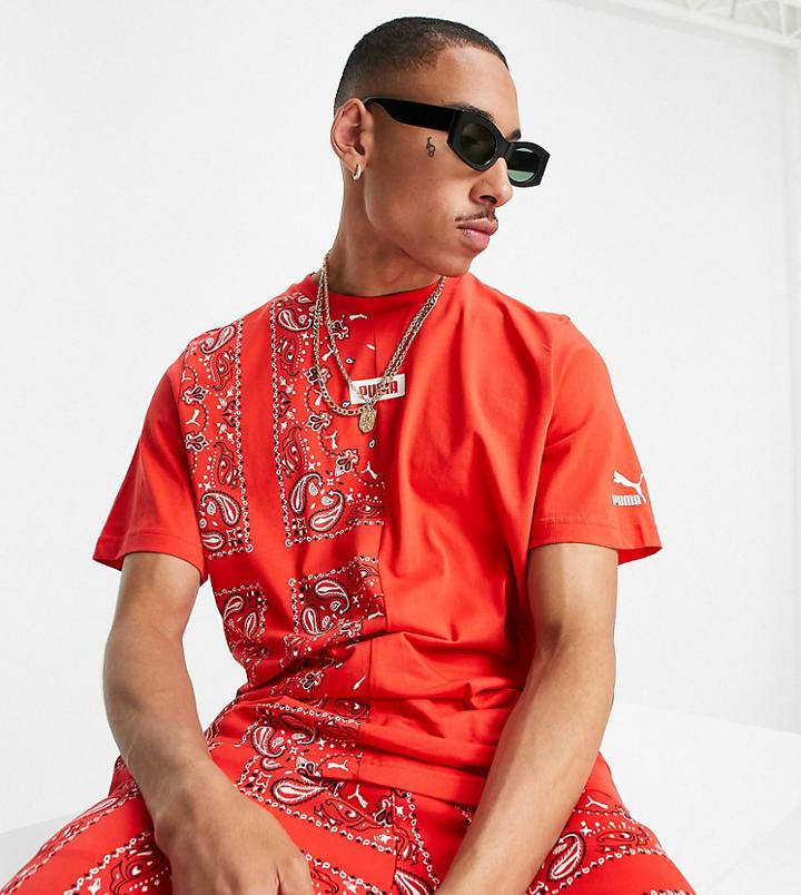 Puma Off Beat Paisley T-shirt In Red