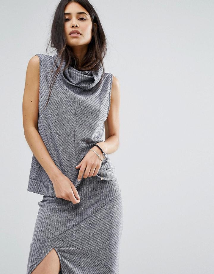 Minkpink Move Rib Knit Tank - Navy